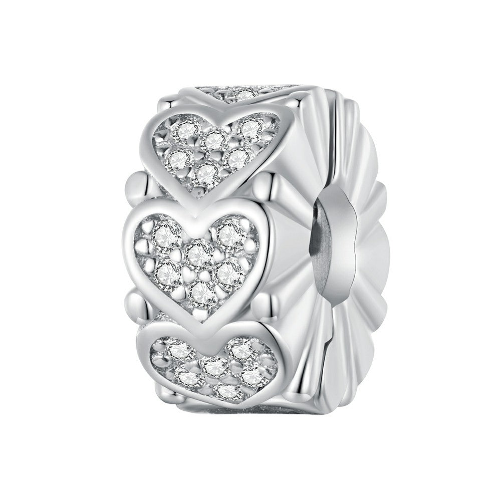 charm con tappo a forma di cuore e distanziatore, in argento sterling 925 dp116