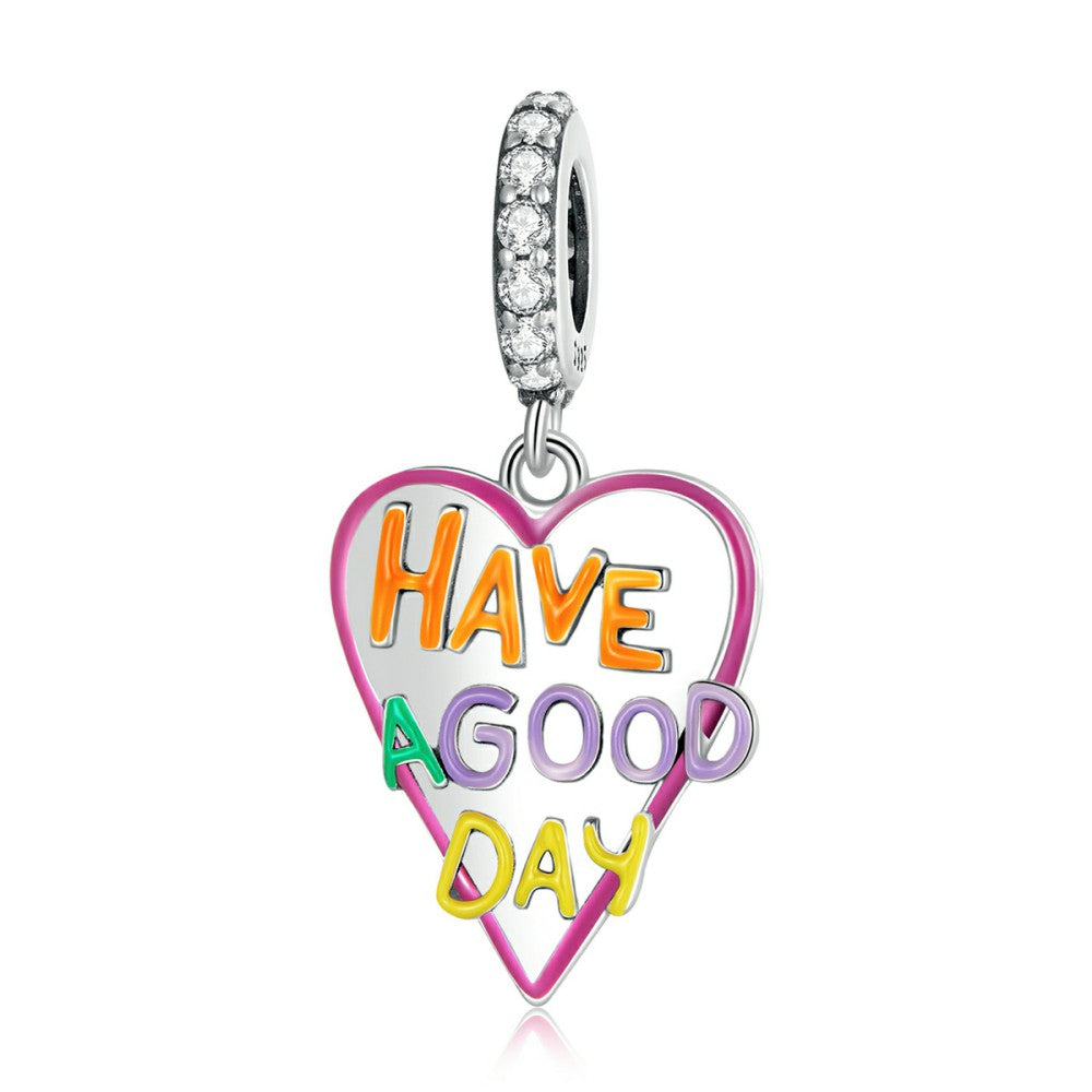 buona giornata con ciondolo pendente a cuore in argento sterling 925 yb2532