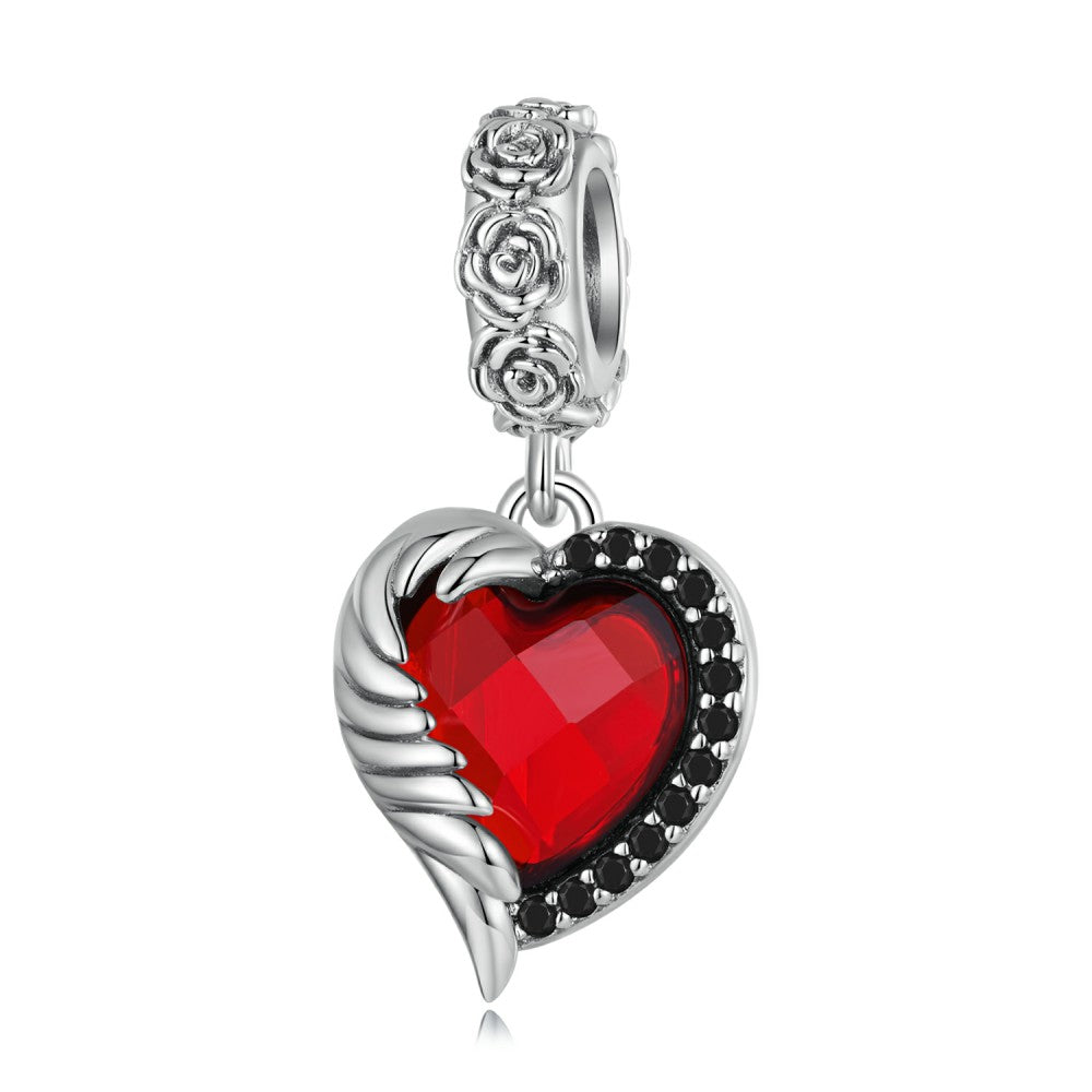 ciondolo pendente cuore rosa in argento sterling 925 yb2447