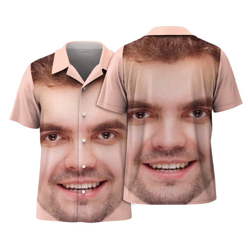 Camisas Hawaianas Con Cara Personalizada, Regalo Con Foto Personalizado, Camisas Navideñas Para Hombre, Regalo - Cara Grande
