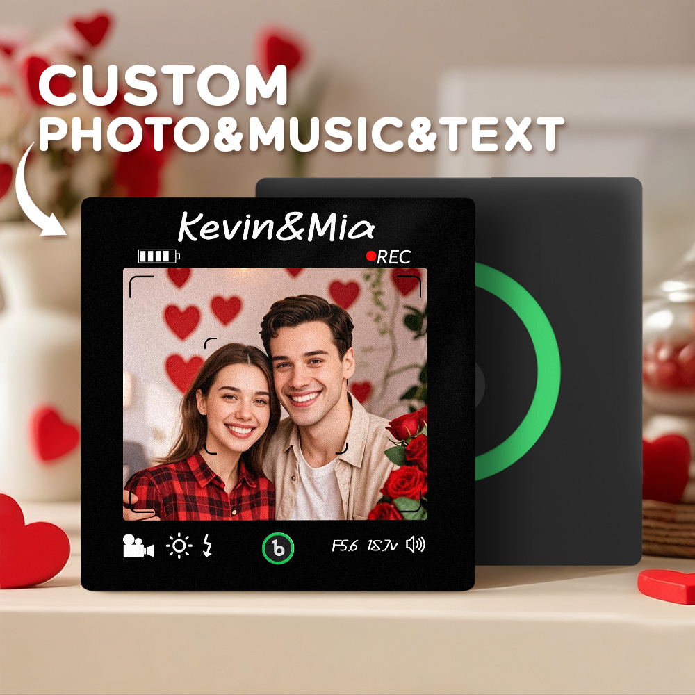 Marco Magnético Para Nevera Con Foto Y Texto Personalizado, Música, Adhesivo Para Pared, Movimiento Musical, Estilo Cámara, Regalos - soufeeles