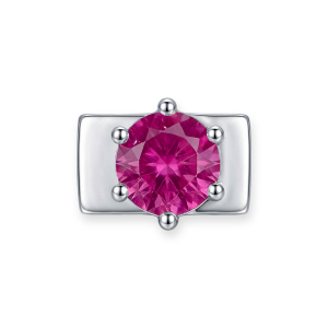 Colgante Redondo De Diamante Rosa - Plata