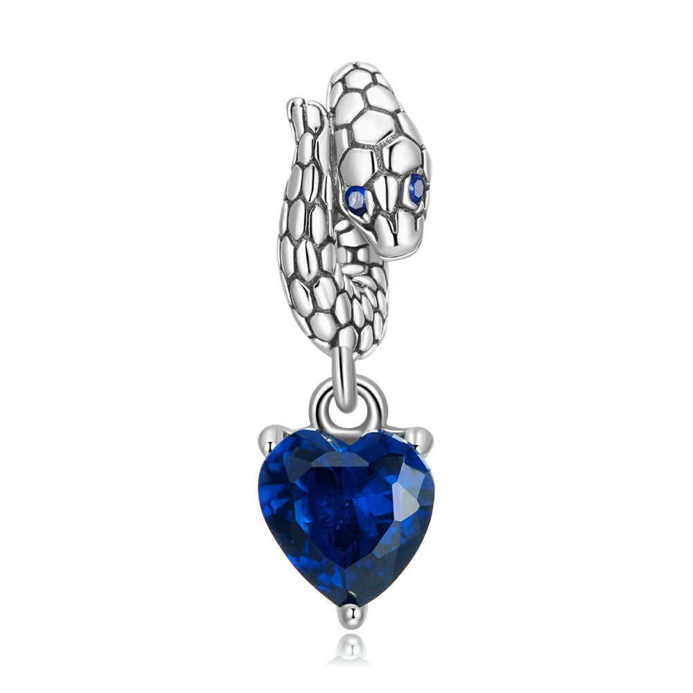 Ciondolo pendente blu serpente guardiano in argento sterling 925 xs2202