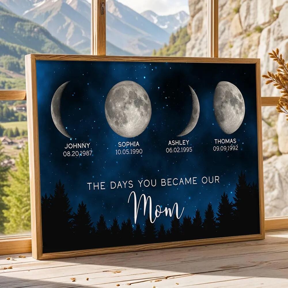 Galaxia Nocturna Personalizada, Cumpleaños Personalizado, Fase Lunar, Los Días En Que Te Convertiste En Nuestra Mamá Con Nombres De Niños, ¡regalos Ideales Para El Día De La Madre! - soufeeles