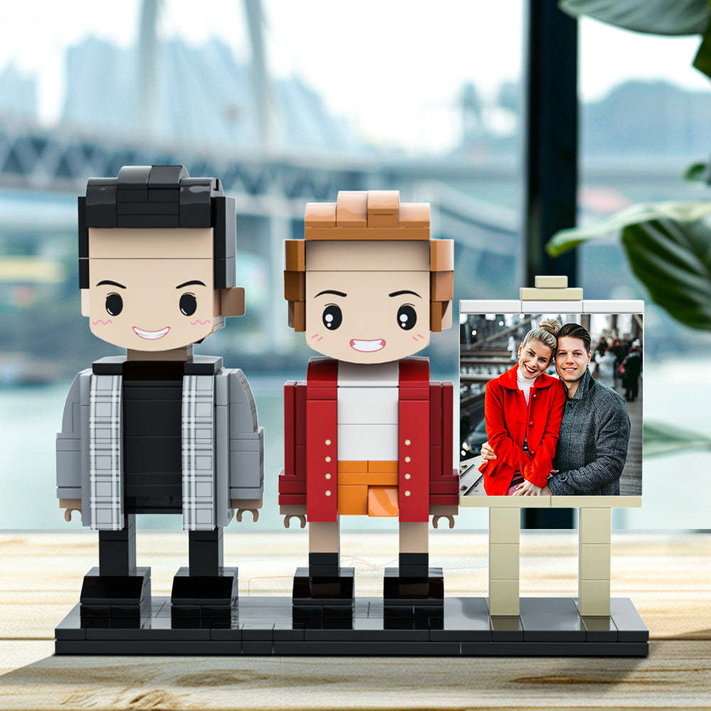 Genial Pareja De Cuerpo Completo Personalizable, Marco De Fotos Para 2 Personas, Figuras De Ladrillo Lindas Personalizadas, Bloques De Partículas Pequeños, Regalos Para Él