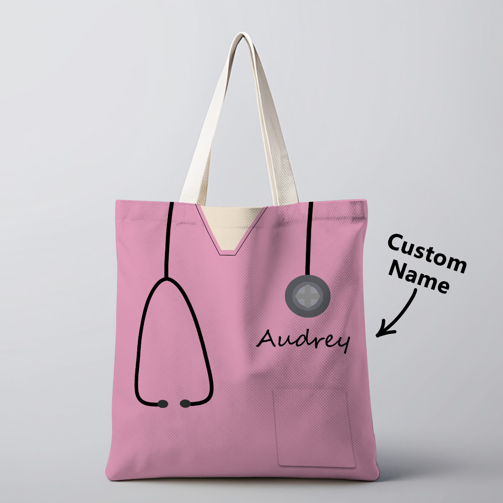 Bolsa De Tela Nombre Personalizado Enfermera Médico Scrubs Teal - soufeeles