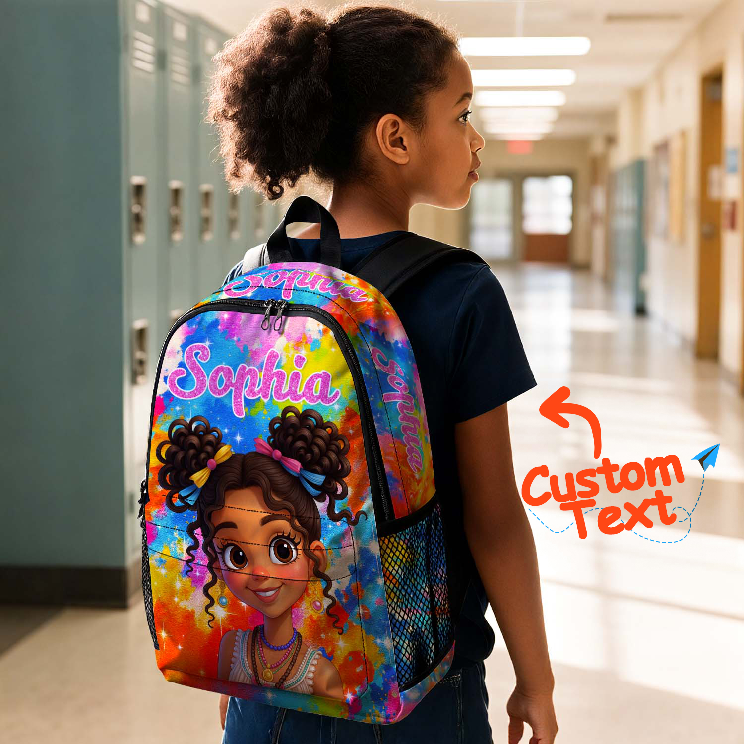Mochila Personalizada Con Nombre Para Niña Afroamericana, Mochila Personalizada Para La Vuelta Al Cole, Mochila Escolar O Bolsa De Almuerzo Personalizada Con Princesa Afroamericana. - soufeeles