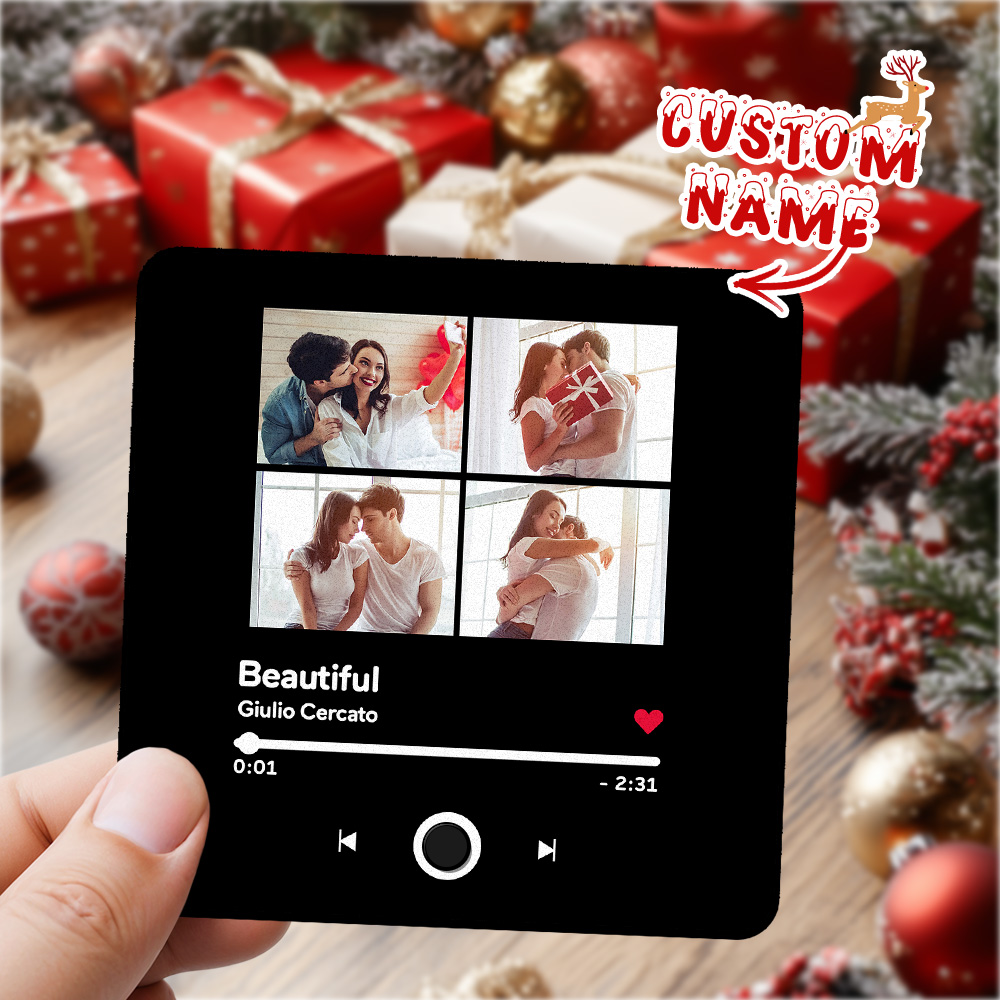 Imán De Nevera De Música Personalizado, Imán De Nevera De Múltiples Fotos Personalizado, Puede Reproducir Canciones, Regalos De Navidad - soufeeles