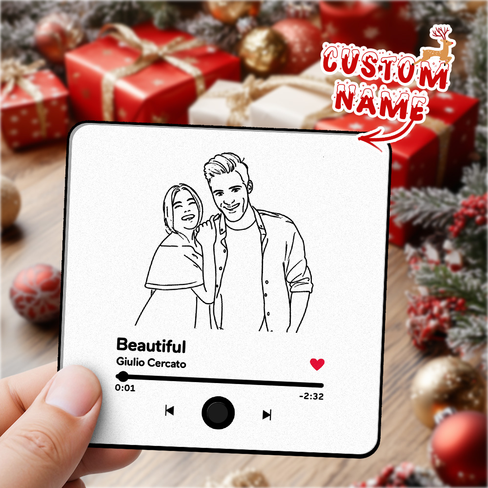 Imán Personalizado Para Nevera Con Diseño De Música, Foto Personalizada, Puede Reproducir Canciones, Regalos De Navidad - soufeeles