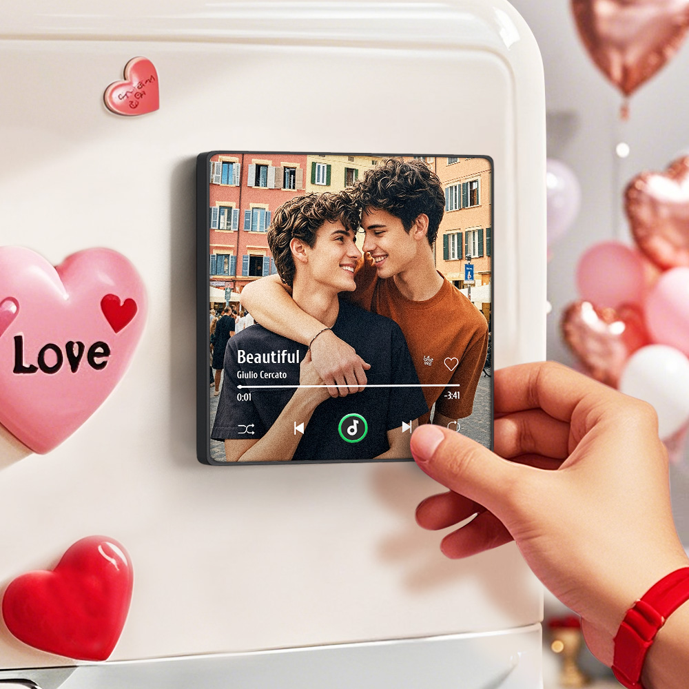 Imán De Nevera Con Música Personalizada, Nueva Actualización 4.0, Marco Colorido, Imán Para Nevera, Adhesivo Para Fotos De Pared Con Música, Movimiento Musical Que Se Puede Reproducir, Regalo Del Orgullo Lgbt. - soufeeles