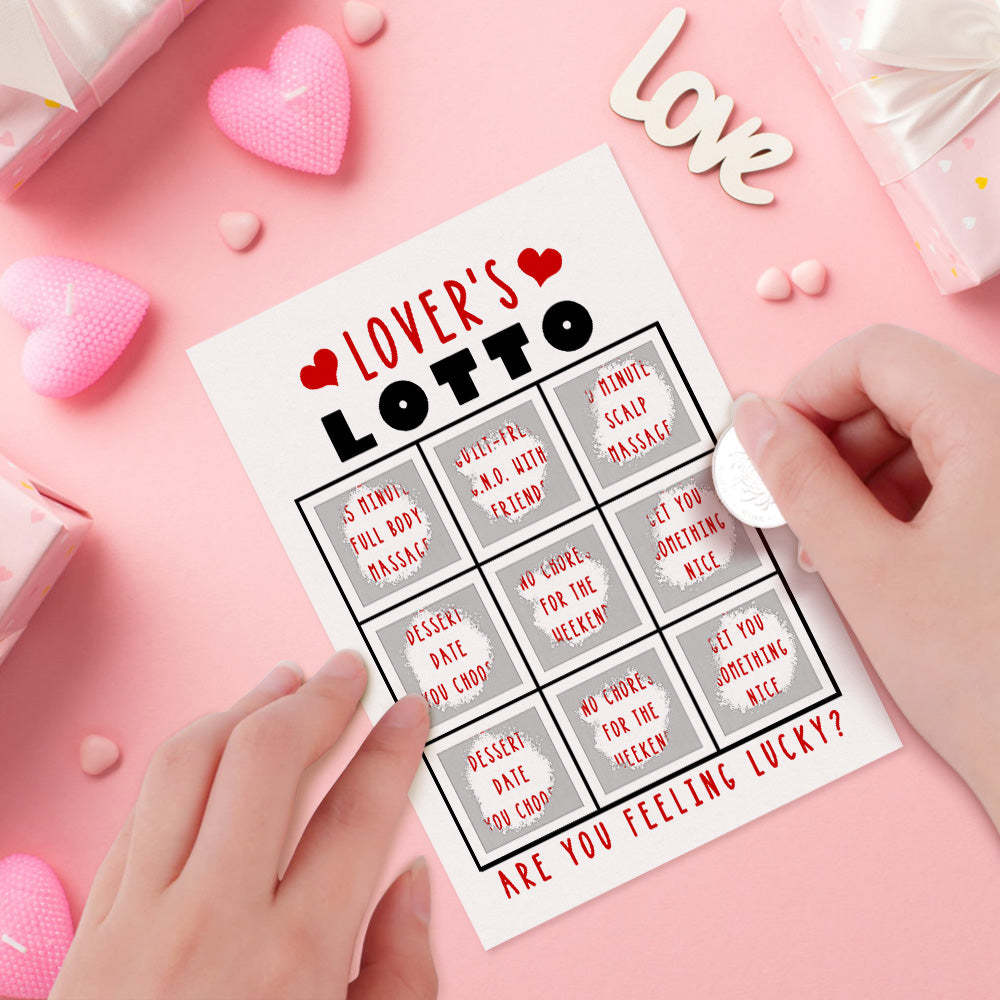 Lover's Lotto Tarjeta Rasca Y Gana Sorpresa Del Día De San Valentín Tarjeta Rasca Y Gana Divertida - soufeeles
