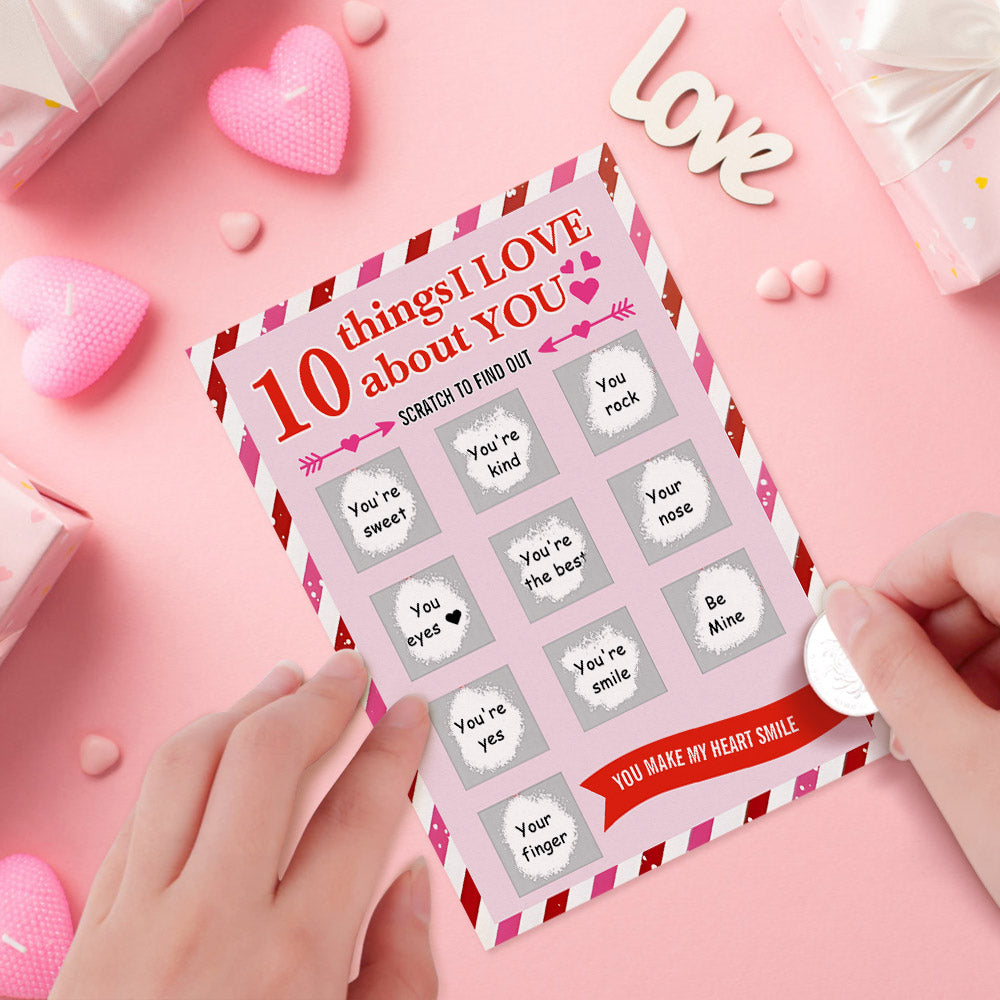 Tarjeta Rasca Y Gana 10 Cosas Que Me Encantan De Ti Tarjeta Rasca Y Gana Para El Día De San Valentín