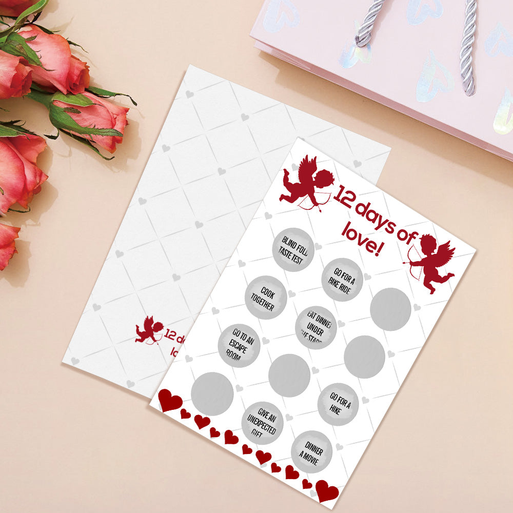 Tarjeta Rasca Y Gana 12 Días De Amor Tarjeta Rasca Y Gana Divertida Para El Día De San Valentín