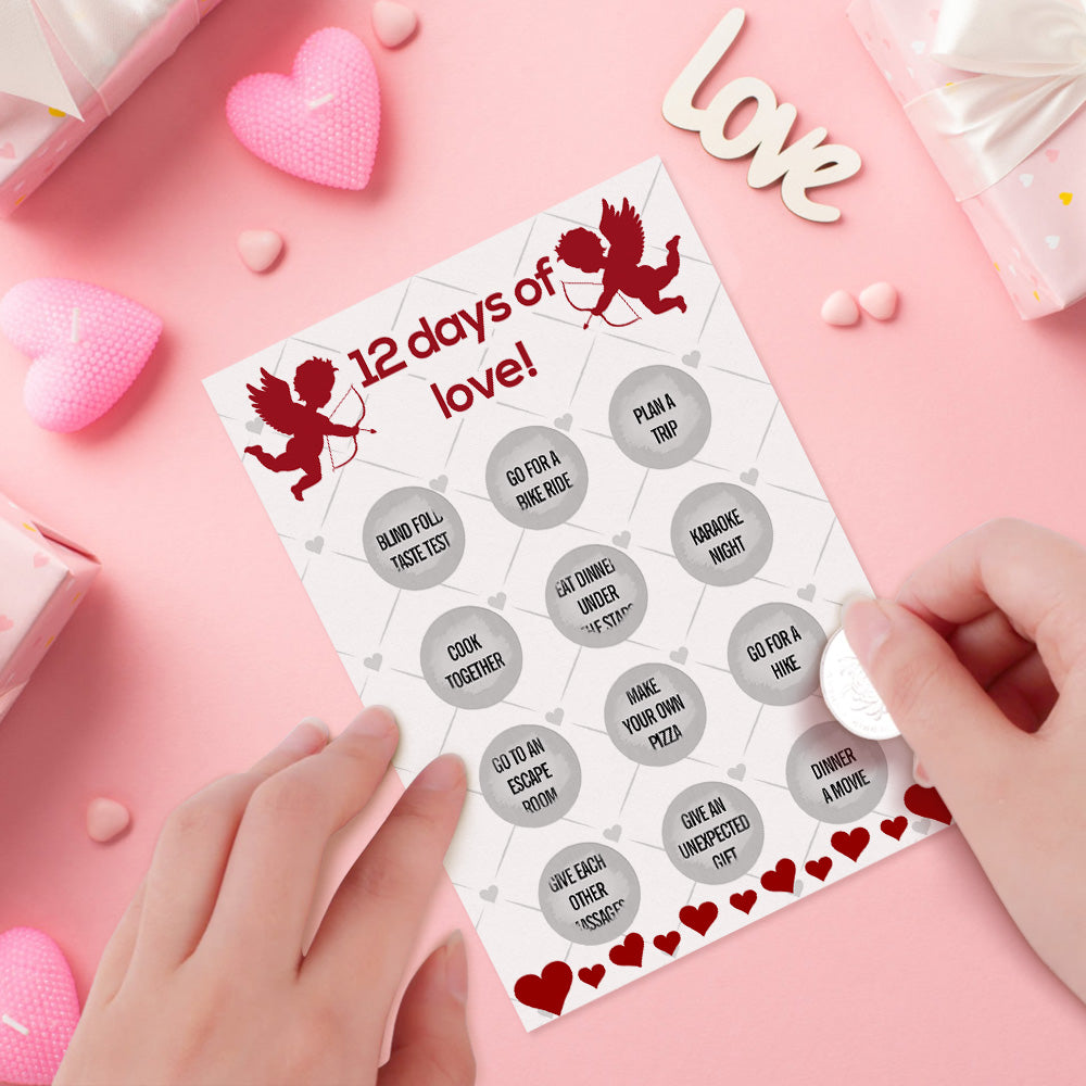 Tarjeta Rasca Y Gana 12 Días De Amor Tarjeta Rasca Y Gana Divertida Para El Día De San Valentín
