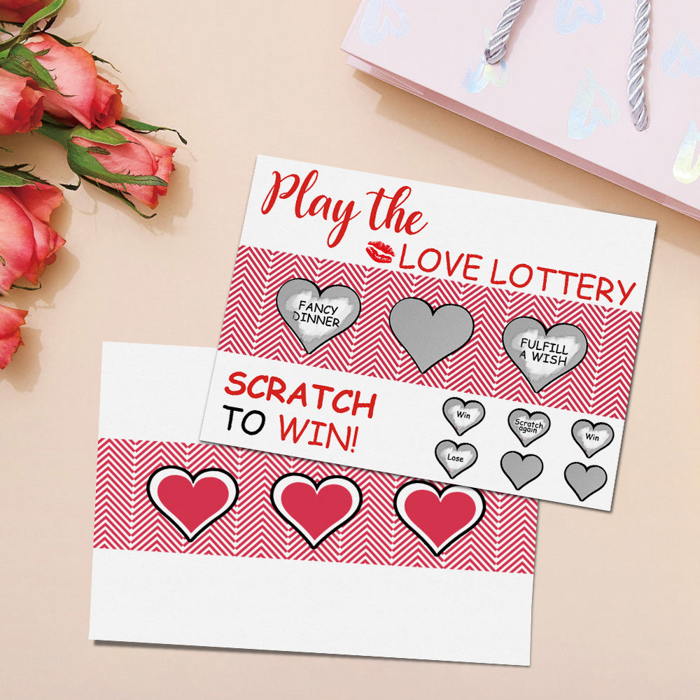 Tarjeta Rasca Y Gana De Lotería Del Amor Tarjeta Rasca Y Gana Divertida Para El Día De San Valentín