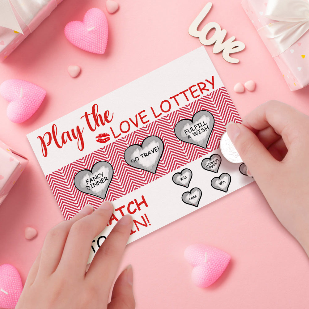 Tarjeta Rasca Y Gana De Lotería Del Amor Tarjeta Rasca Y Gana Divertida Para El Día De San Valentín