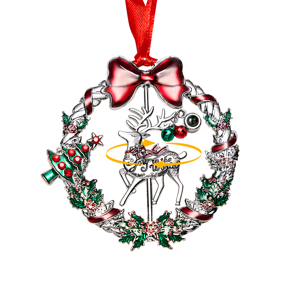 Adornos De Proyección De Fotos Personalizados, Forma De Alce Giratorio, Regalos De Navidad 2024 - soufeeles