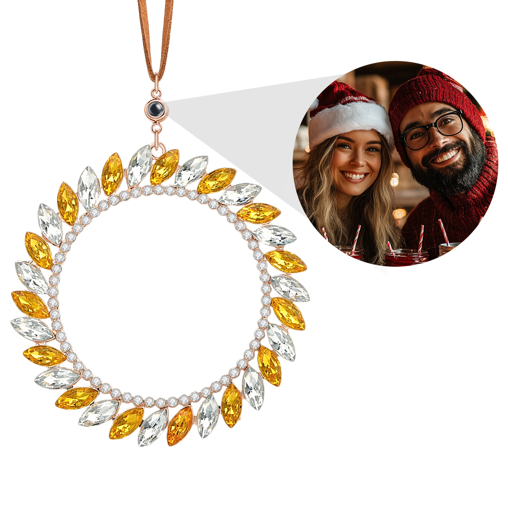 Adornos De Proyección De Corona De Fotos Personalizados Adornos De Decoración De Árbol De Navidad Para Regalos De Navidad - soufeeles