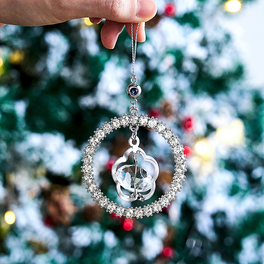 Adornos De Proyección De Fotos Personalizados, Adornos De Estilo Circular De Sol Y Luna, Colgantes Navideños, Adornos Decorativos Para Árboles Para Regalos Navideños - soufeeles