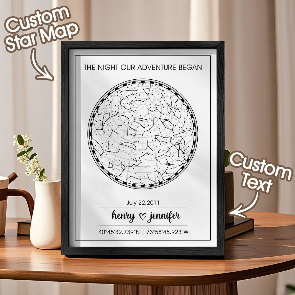Impresión Artística Personalizada Con Mapa Estelar Para Una Fecha Específica, Mapa Estelar Personalizado, Constelación Del Cielo Nocturno, Regalo De Aniversario Para Bodas, Novias Y Novios