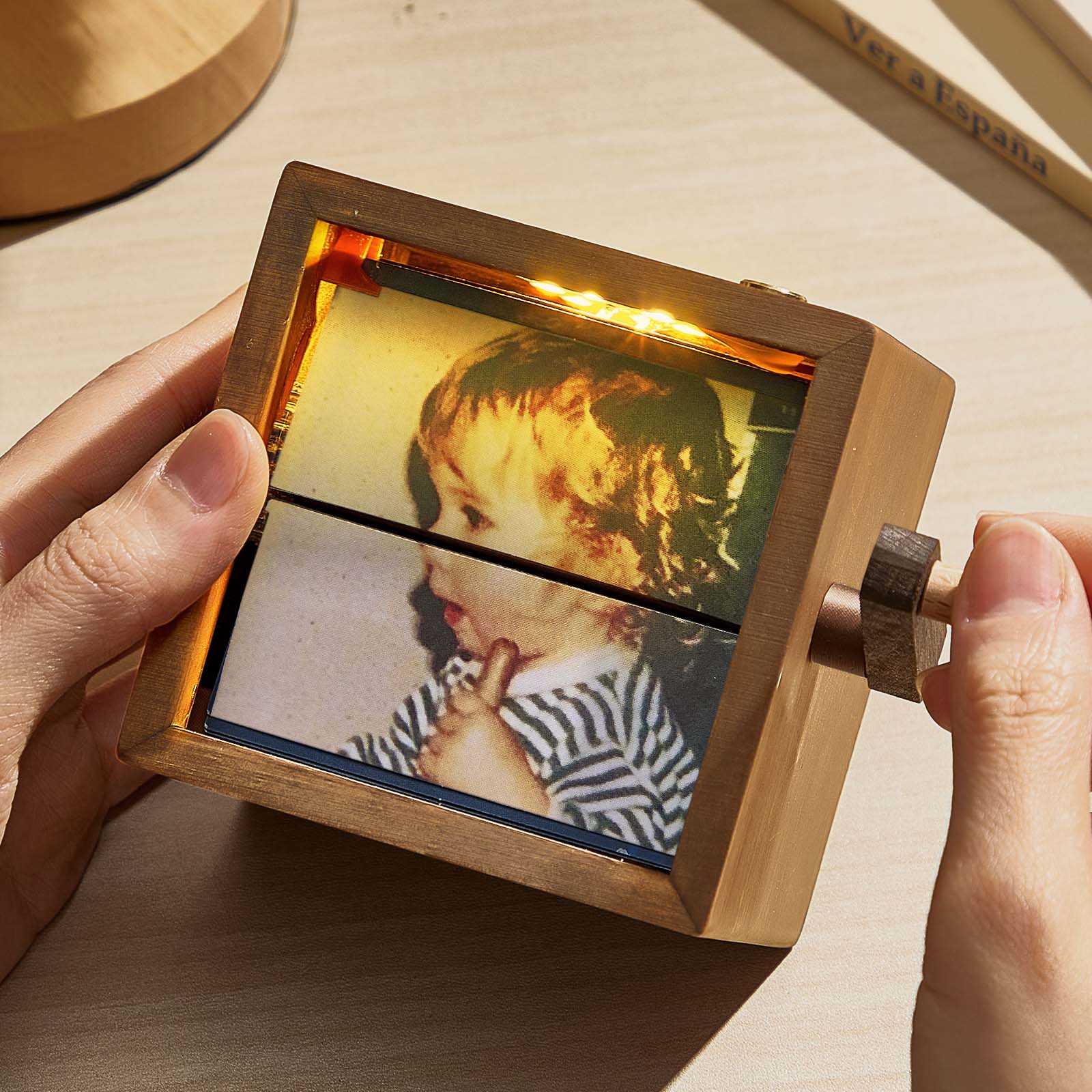 Máquina De Animación De Marcos De Fotos Flipbook Personalizada Para Papá, Caja Mecánica De Flipbook Con Manivela, Álbum De Fotos, Regalos Para El Día Del Padre - soufeeles