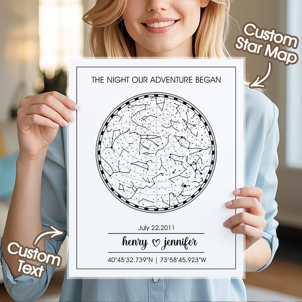 Impresión Artística Personalizada Con Mapa Estelar Para Una Fecha Específica, Mapa Estelar Personalizado, Constelación Del Cielo Nocturno, Regalo De Aniversario Para Bodas, Novias Y Novios