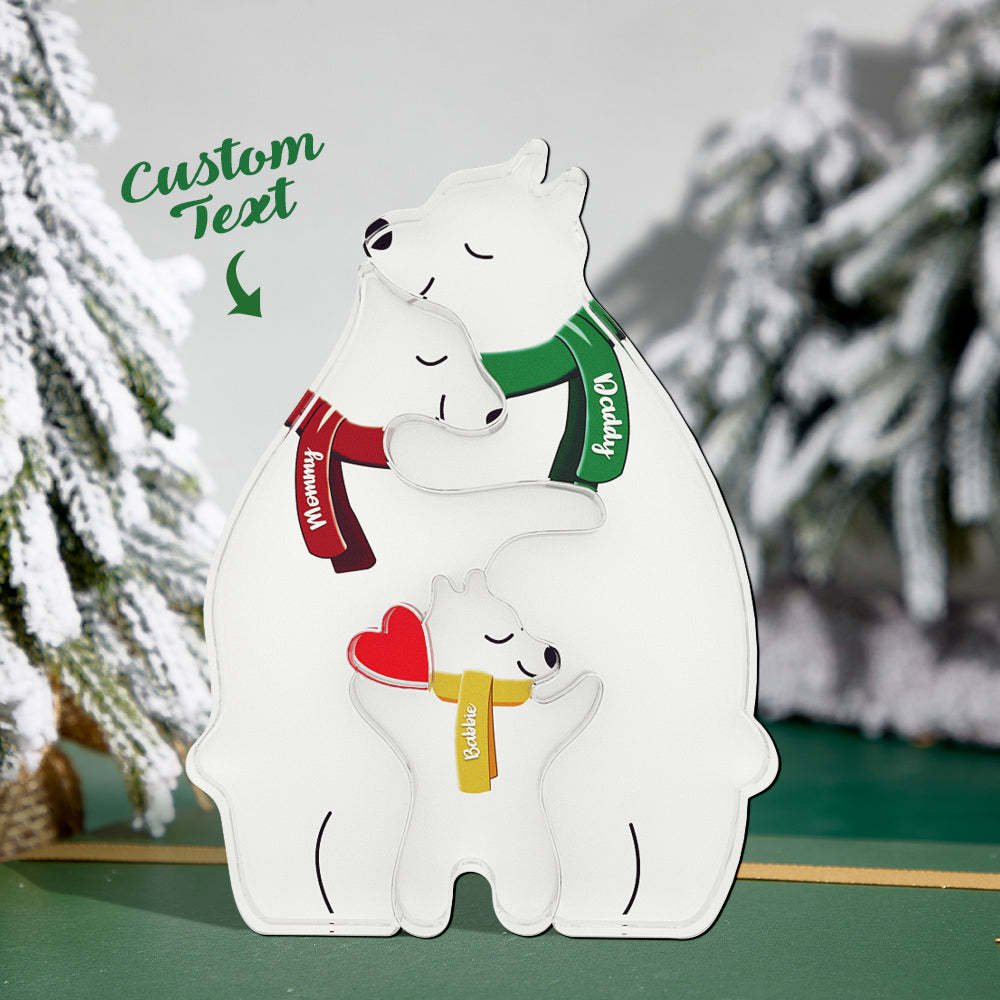 Nombres Personalizados, Familia De Osos Abrazados, Familia De Osos Acrílicos, Rompecabezas, Decoración Del Hogar, Regalos De Navidad - soufeeles