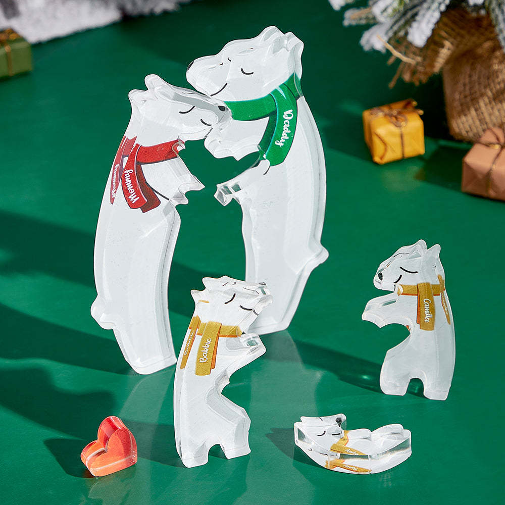 Nombres Personalizados, Familia De Osos Abrazados, Familia De Osos Acrílicos, Rompecabezas, Decoración Del Hogar, Regalos De Navidad - soufeeles
