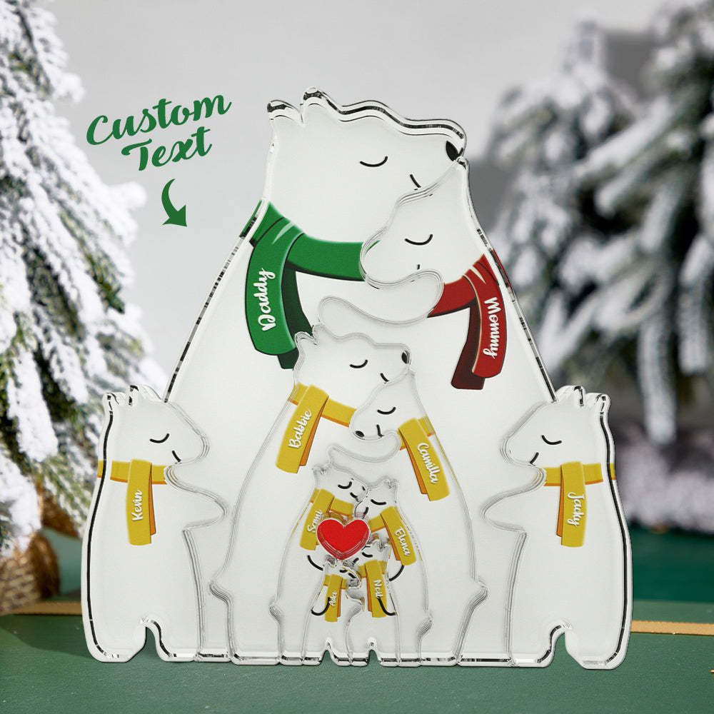 Nombres Personalizados, Familia De Osos Abrazados, Familia De Osos Acrílicos, Rompecabezas, Decoración Del Hogar, Regalos De Navidad - soufeeles