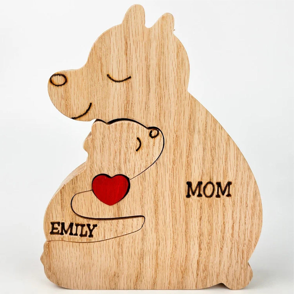 Nombres Personalizados Osos Solteros De Madera Familia Bloque Puzzle Decoración Del Hogar Regalos - soufeeles