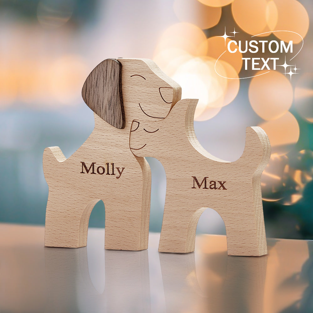 Amor Pareja Perro Bloques De Madera Nombre Personalizado Decoración De Mesa Regalos Del Día De San Valentín - soufeeles