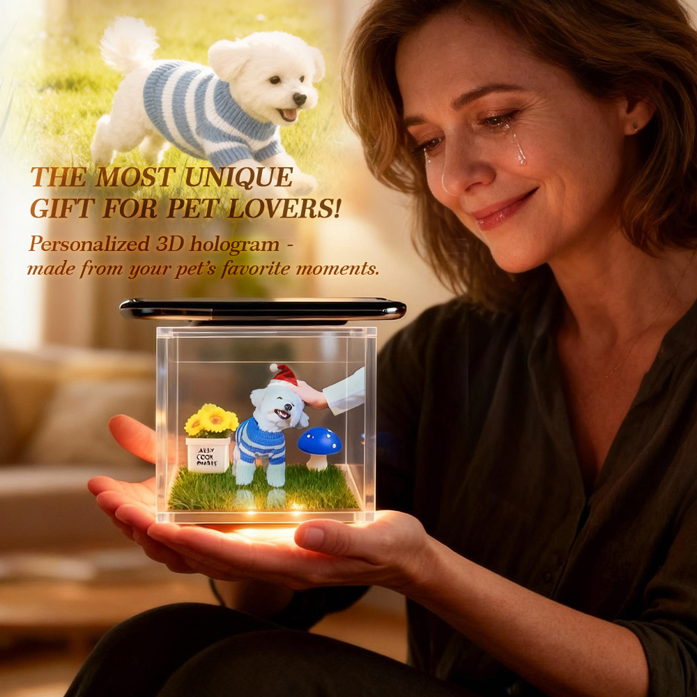 Adorno Conmemorativo Holográfico Para Casa Con Hologramas Personalizados Para Mascotas. Atesora El Recuerdo De Tu Mascota En Proyección. - soufeeles