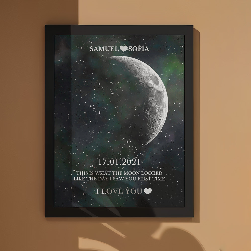 Regalos De Aniversario Personalizados Con Marco De Impresión De Fase Lunar Para Ella