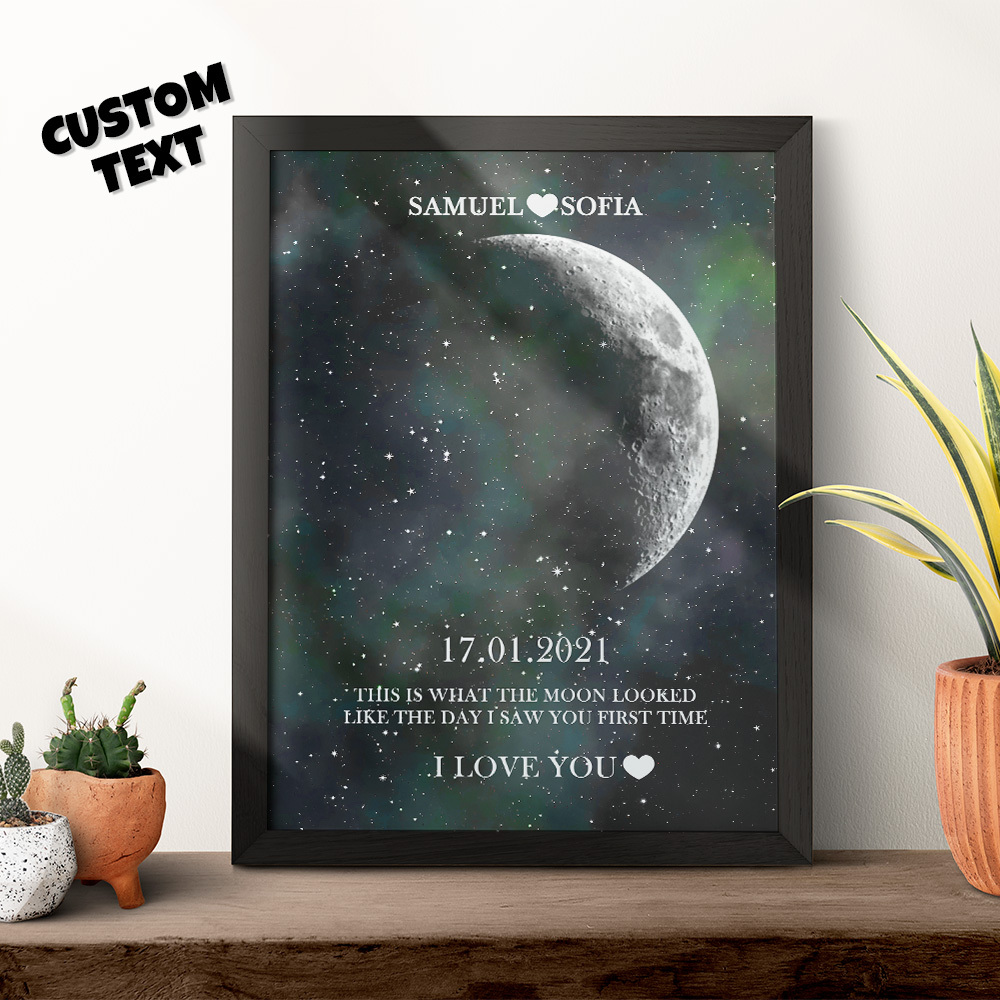 Regalos De Aniversario Personalizados Con Marco De Impresión De Fase Lunar Para Ella