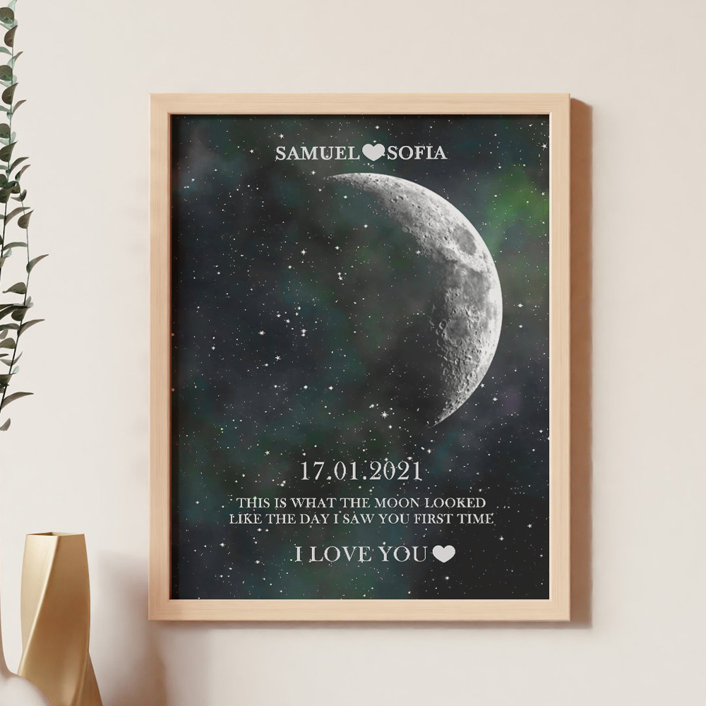 Regalos De Aniversario Personalizados Con Marco De Impresión De Fase Lunar Para Ella