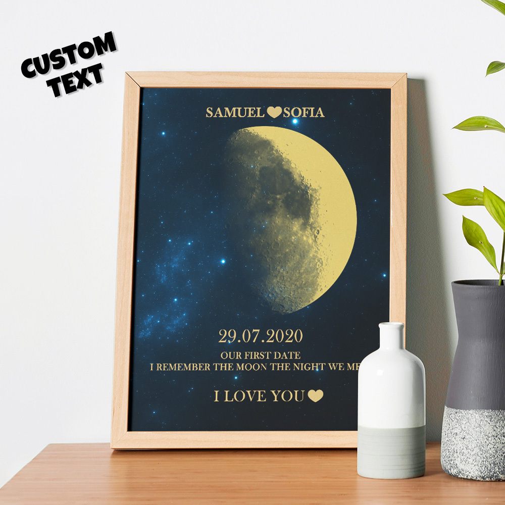 Regalos Personalizados Con Marco De Impresión Dorada De Fase Lunar Para Cumpleaños Y Aniversario