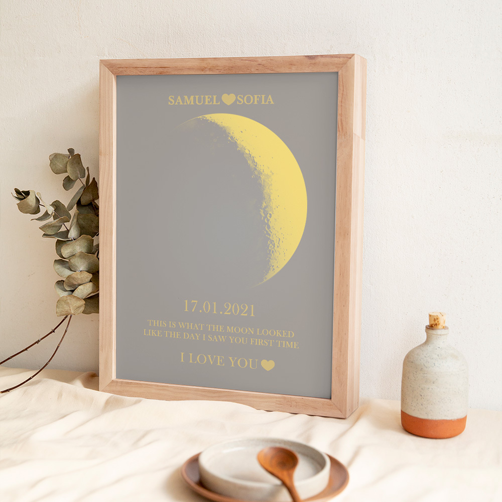 Regalos Personalizados Con Marco De Impresión Dorada De Fase Lunar Para Cumpleaños Y Aniversario