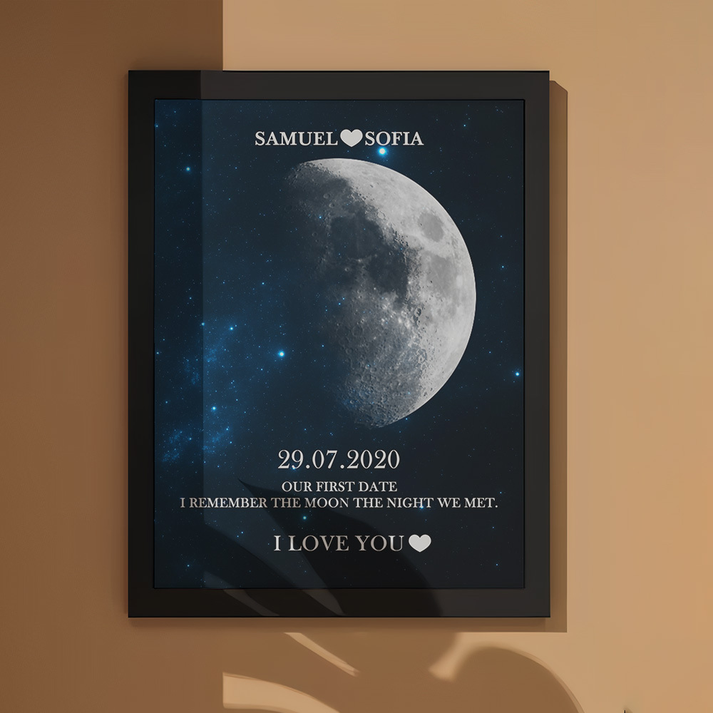 Regalos De Aniversario Personalizados Con Marco De Impresión De Fase Lunar Para Ella