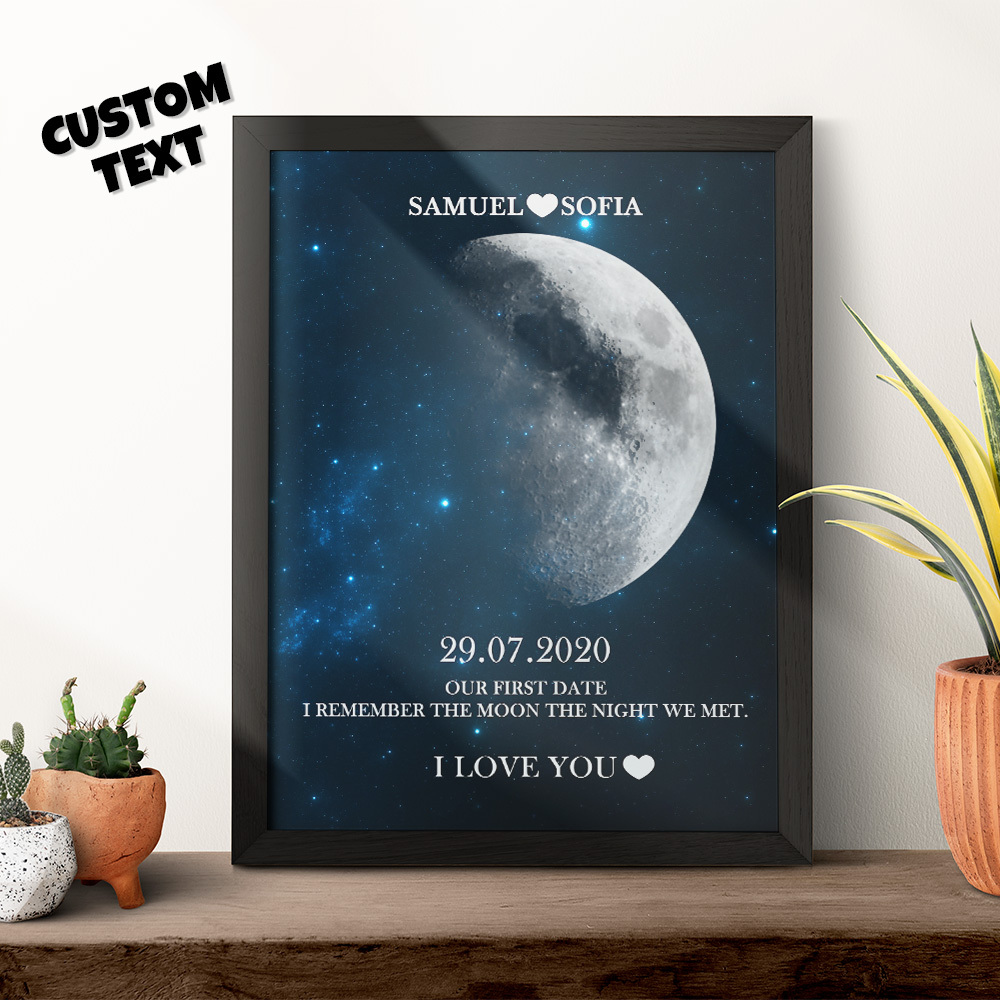 Regalos De Aniversario Personalizados Con Marco De Impresión De Fase Lunar Para Ella