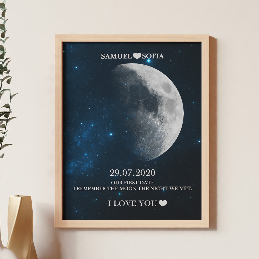 Regalos De Aniversario Personalizados Con Marco De Impresión De Fase Lunar Para Ella