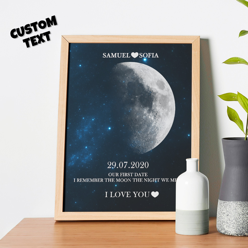 Regalos De Aniversario Personalizados Con Marco De Impresión De Fase Lunar Para Ella