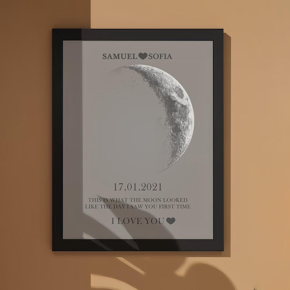 Regalos De Aniversario Personalizados Con Marco De Impresión De Fase Lunar Para Ella