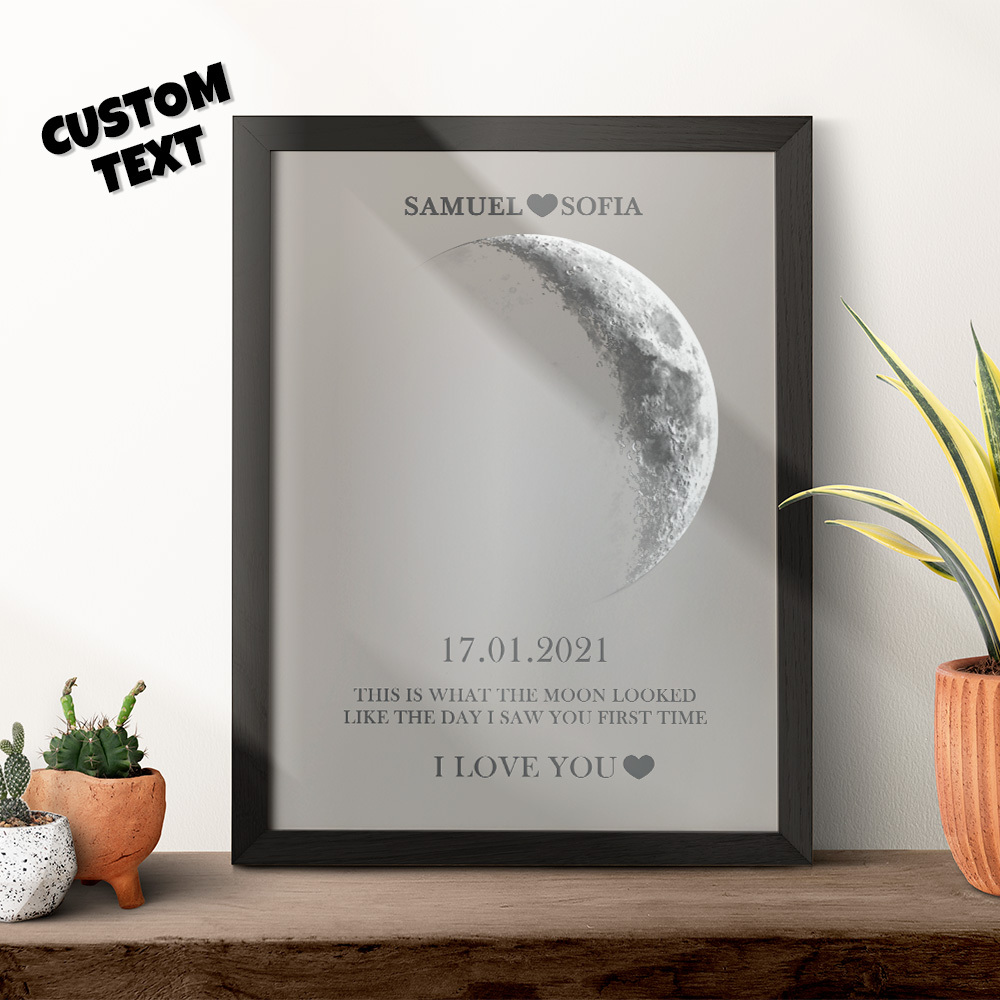 Regalos De Aniversario Personalizados Con Marco De Impresión De Fase Lunar Para Ella