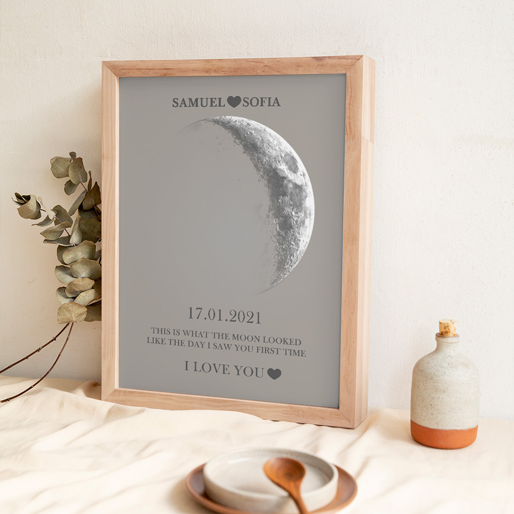 Regalos De Aniversario Personalizados Con Marco De Impresión De Fase Lunar Para Ella