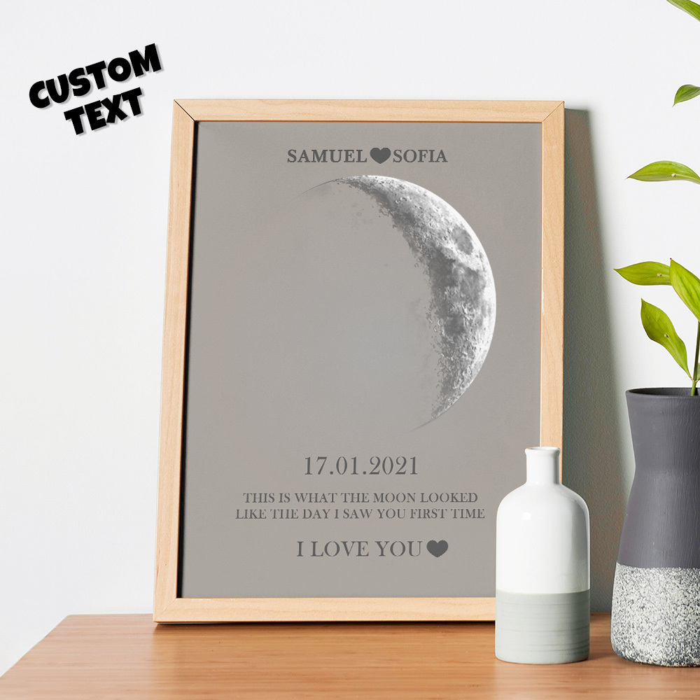 Regalos De Aniversario Personalizados Con Marco De Impresión De Fase Lunar Para Ella