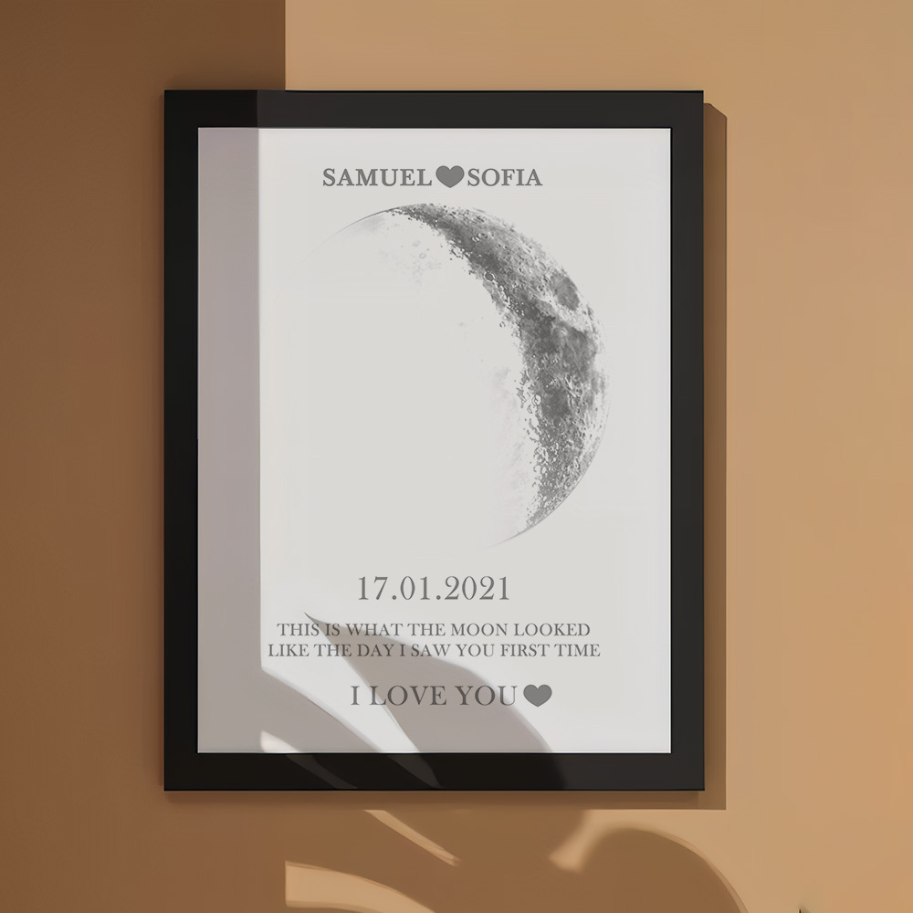 Regalos De Aniversario Personalizados Con Marco De Impresión De Fase Lunar Para Ella