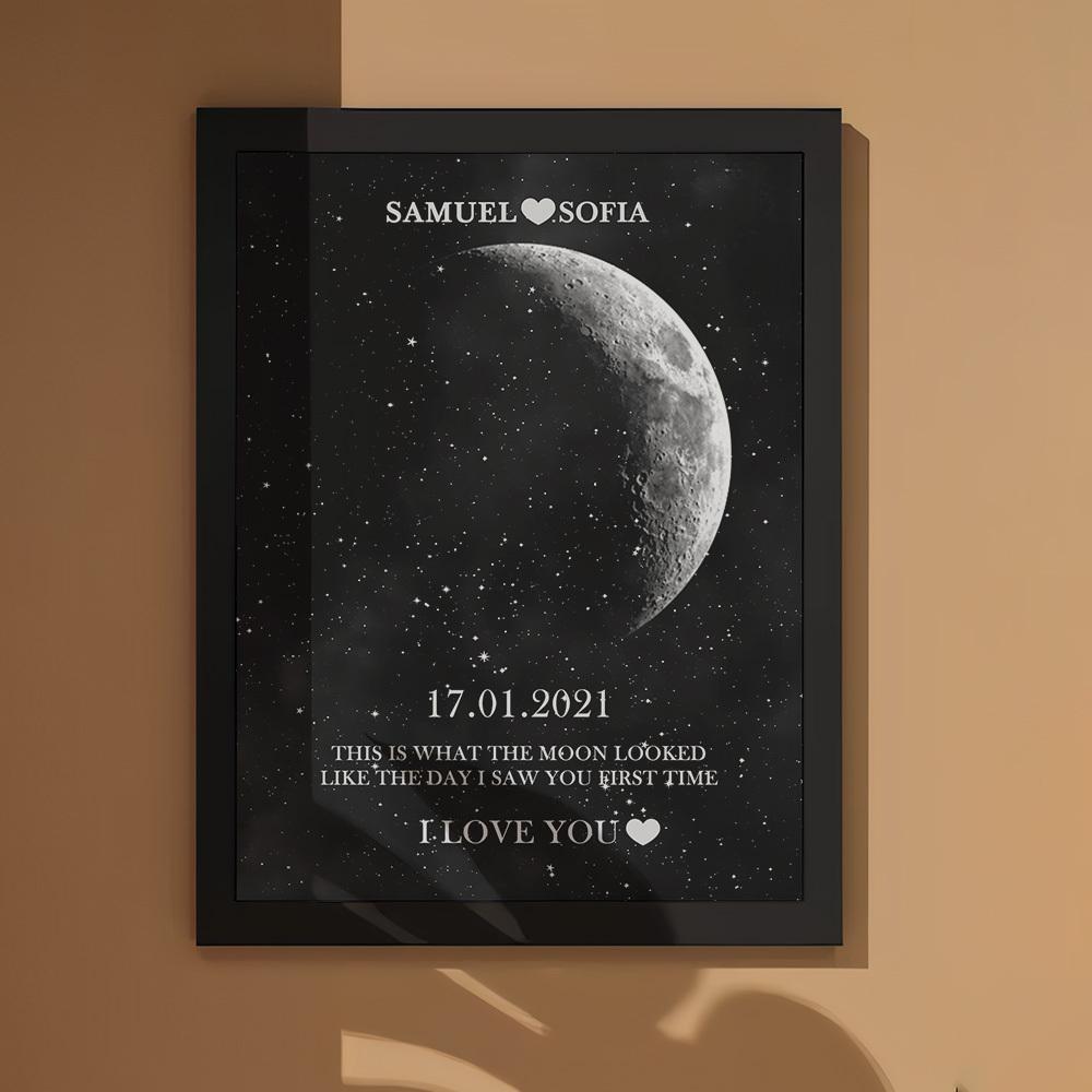 Regalos De Aniversario Personalizados Con Marco De Impresión De Fase Lunar Para Ella