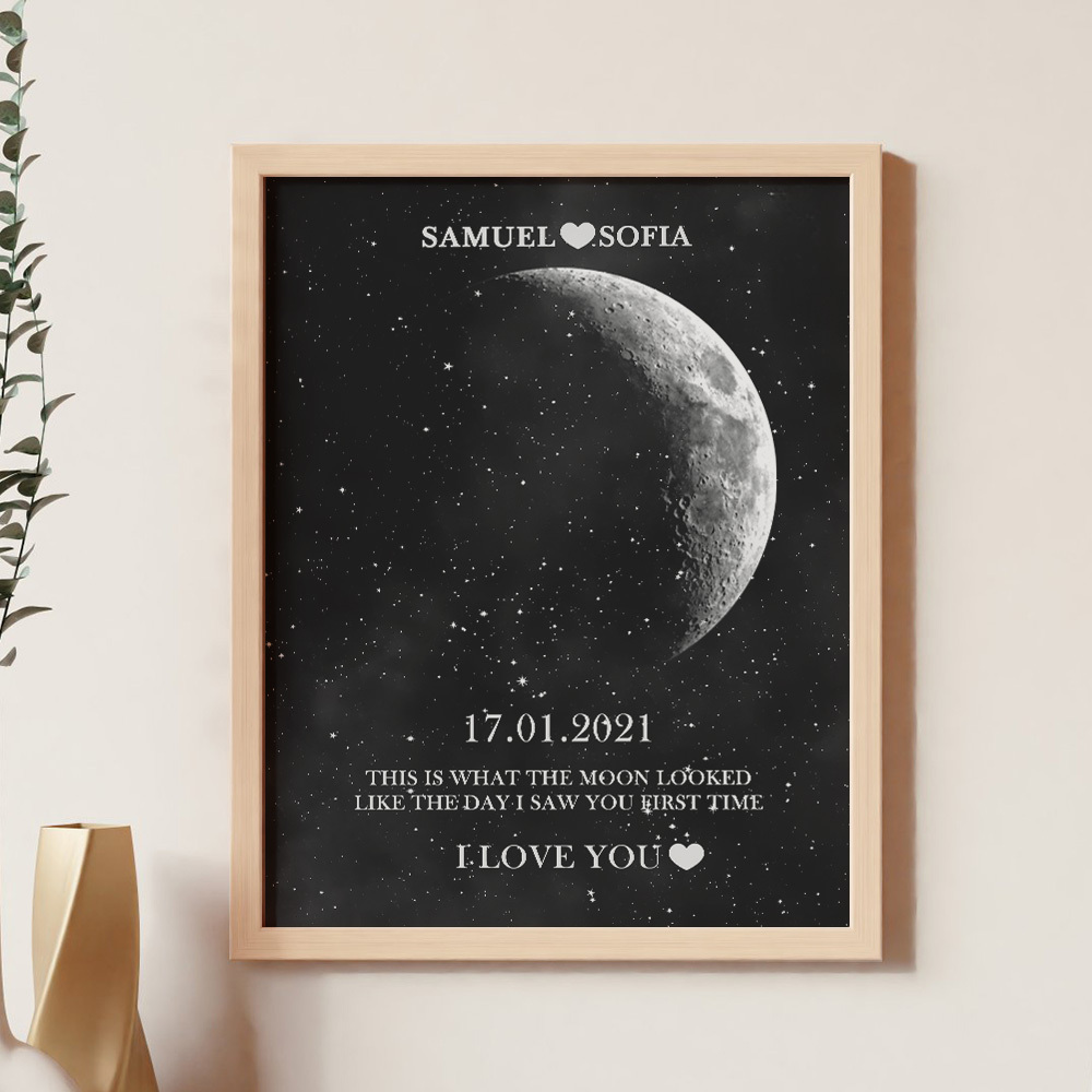 Regalos De Aniversario Personalizados Con Marco De Impresión De Fase Lunar Para Ella