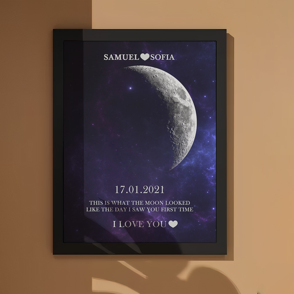 Regalos De Aniversario Personalizados Con Marco De Impresión De Fase Lunar Para Ella