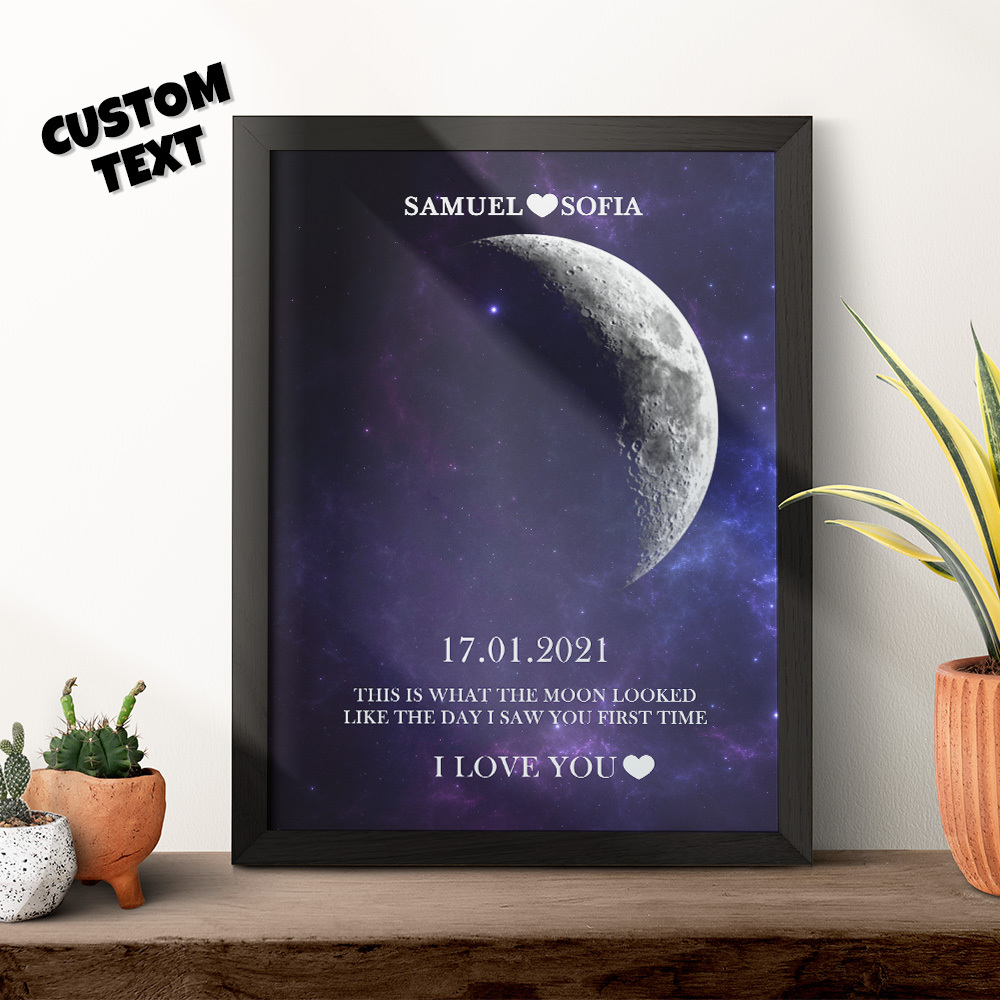 Regalos De Aniversario Personalizados Con Marco De Impresión De Fase Lunar Para Ella